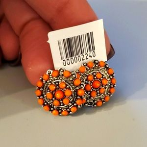 Orange Post Earrings